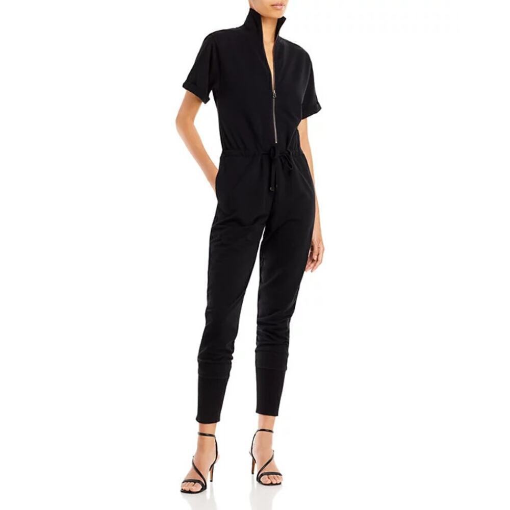 SUNDAYS Tess Stand Collar Jumpsuit Size Small Black Anthropologie Casual Lounge